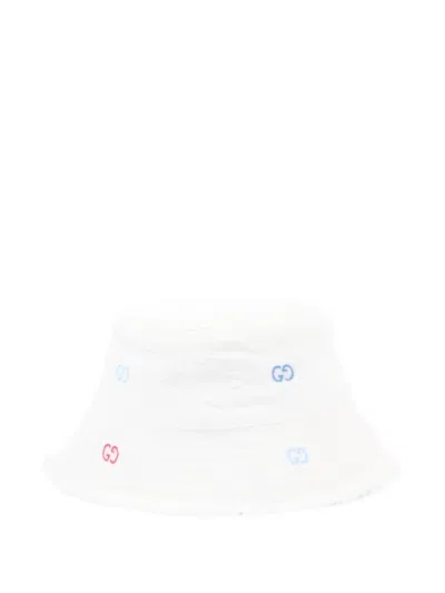 Gucci Babies' Logo Embroidery Hat In White