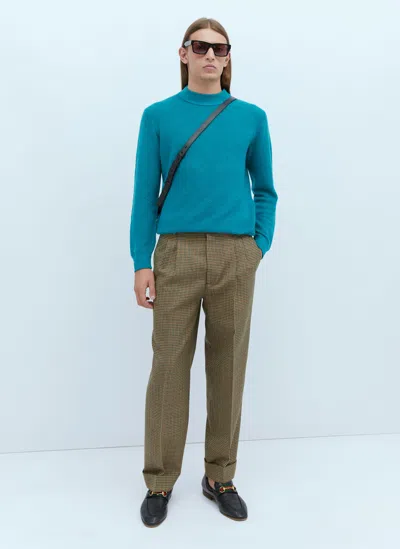 Gucci Logo Embroidery Knit Jumper In Blue