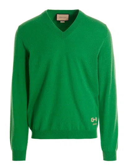 Gucci Logo Embroidery Sweater Sweaters And Cardigans Green