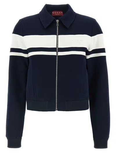 Gucci Logo Embroidery Sweatshirt In Blue