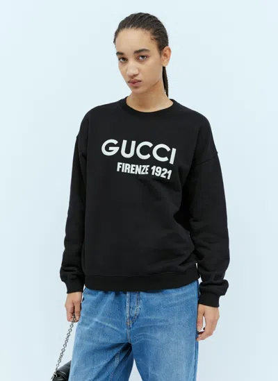 Gucci Logo Embroidery Sweatshirt In Black