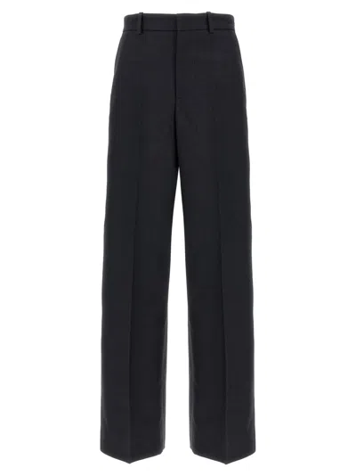 Gucci Logo Embroidery Wool Pants In Black