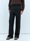 Gucci Men Logo Embroidery Wool Pants In Black