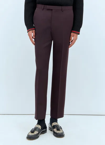 Gucci Logo Embroidery Wool Trousers In Multicolor