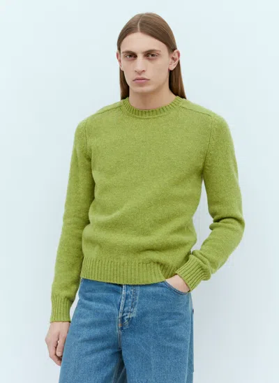 Gucci Logo Embroidery Wool Jumper In Green