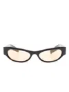 Gucci Logo-engraved Oval-frame Sunglasses In Black