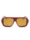 Gucci Logo-engraved Oversize-frame Sunglasses In Red