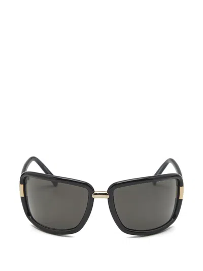 Pre-owned Gucci Logo-engraved Oversized Sunglasses In Black