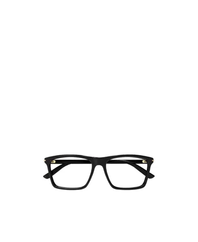 Gucci Logo Engraved Rectangle-frame Glasses In Black