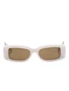Gucci Logo-engraved Rectangle-frame Sunglasses In 中性色