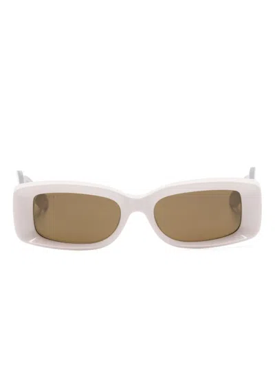 Gucci Logo-engraved Rectangle-frame Sunglasses In 中性色