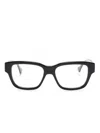Gucci Logo Engraved Rectangle-shape Glasses In Black