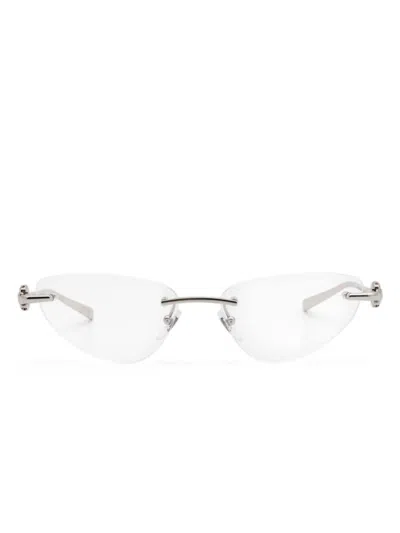 Gucci Logo-engraved Rimless Glasses In 银色