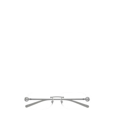 Gucci Logo-engraved Rimless Glasses In Gray