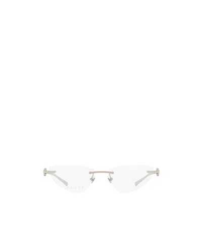 Gucci Logo-engraved Rimless Glasses In White