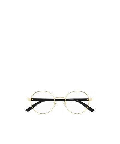 Gucci Logo-engraved Round-frame Glasses In Black