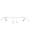 Gucci Logo-engraved Square-frame Glasses In Silver