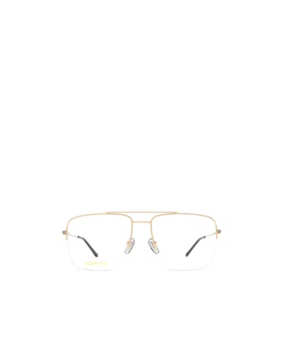 Gucci Logo-engraved Square-frame Glasses In Yellow