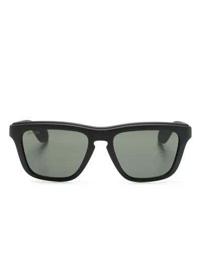 Gucci Logo-engraved Square-frame Sunglasses In Black