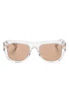 Gucci Logo-engraved Square-frame Sunglasses In Neutrals
