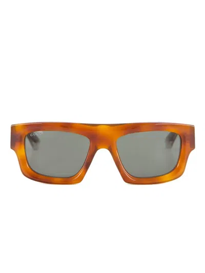Gucci Logo-engraved Sunglasses In Brown