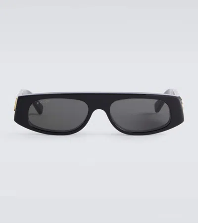 Gucci Logo Flat-top Sunglasses In Black