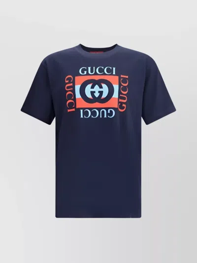 Gucci Logo Graphic Print T-shirt In Blue