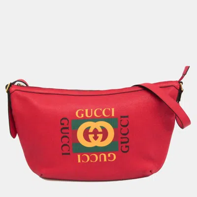 Pre-owned Gucci Logo Half Moon Hobo Bag