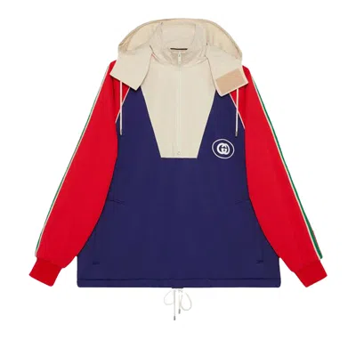 Pre-owned Gucci Logo Half Zip Jacket 'blue/red/white' | Men's Size M