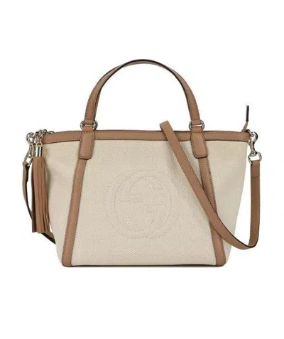Gucci Logo Handbag In Brown
