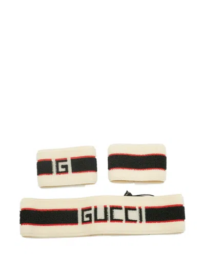 Pre-owned Gucci Logo Headband And Wristbands In Neutral