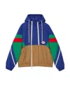Gucci Logo Hooded Casual Jacket In Blue
