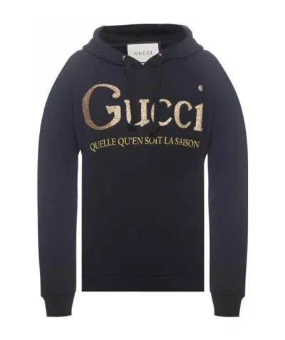 Gucci Logo Hooded Sweater In Black