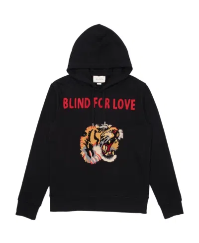 Gucci Logo Hooded Sweater In Black