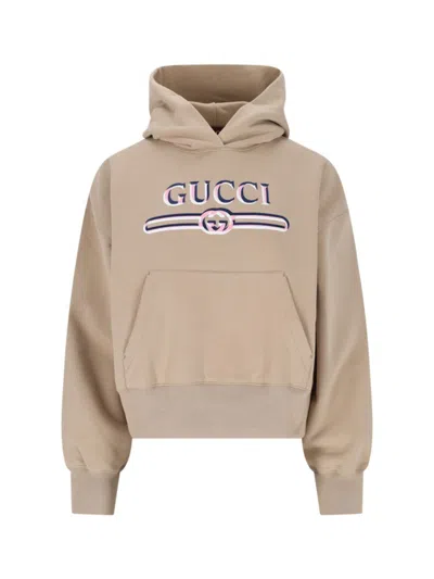 Gucci Logo Hoodie – Beige In Neutral