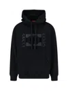 Gucci Men Black Sweatshirt With Hood With Drawstring And Front Logo In Cotton Man In Black