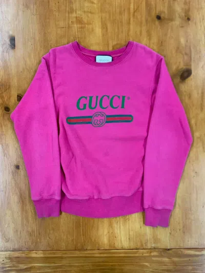 Pre-owned Gucci Logo Hot Pink Sweatshirt