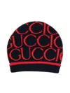 Gucci Logo-intarsia Beanie In Blue