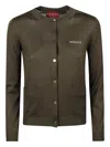 Gucci Logo-intarsia Button-up Cardigan In Green
