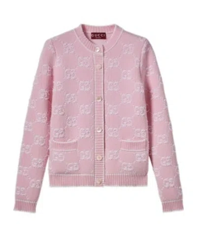 GUCCI GUCCI LOGO INTARSIA BUTTON-UP CARDIGAN