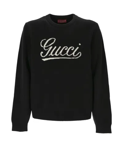 GUCCI GUCCI LOGO INTARSIA KNIT SWEATERS