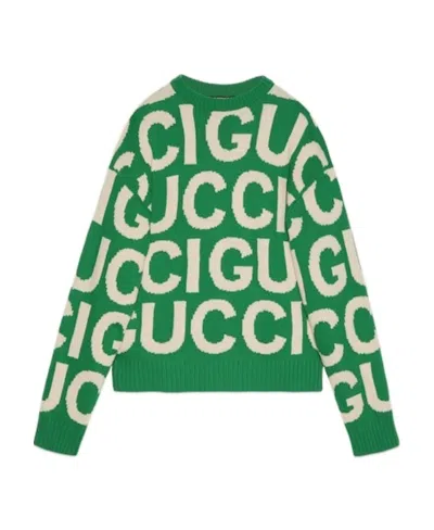 GUCCI GUCCI ALL-OVER LOGO INTARSIA KNIT SWEATER