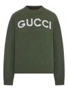 Gucci Sweater With Crew Neck In Wool In Green