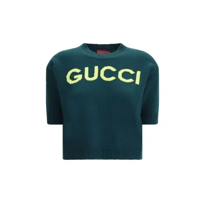 Gucci Logo Intarsia Wool Sweater In Green