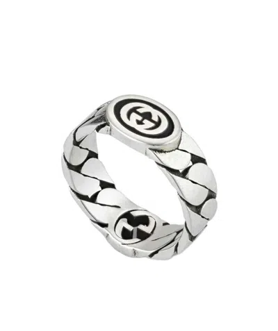 Gucci Logo Interlock Ring In White