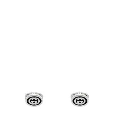 Gucci Logo Interlocking Cufflinks In White