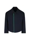 Gucci Cotton Gabardine Jacket With Embossed Logo In Blue
