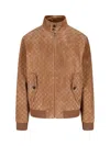 Gucci Brown Jacket With All-over Embossed Gg Motif And Collar With Buttons In Suede Man In Brown
