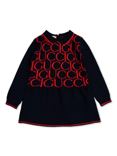 Gucci Babies' Logo-jacquard Dress In Black