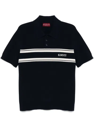 Gucci Logo-jacquard Polo Shirt In Blue